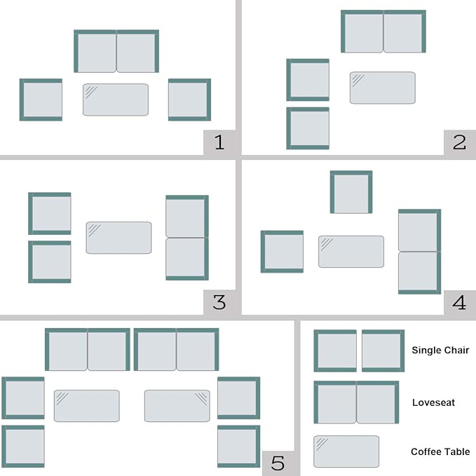 Tangkula 8 PCS Patio Rattan Conversation Set, Outdoor Wicker Furniture Set with Tempered Glass Coffee Table &Thick Cushion, Rattan Chair Wicker Set for Garden, Lawn, Poolside and Backyard (2, Gray)