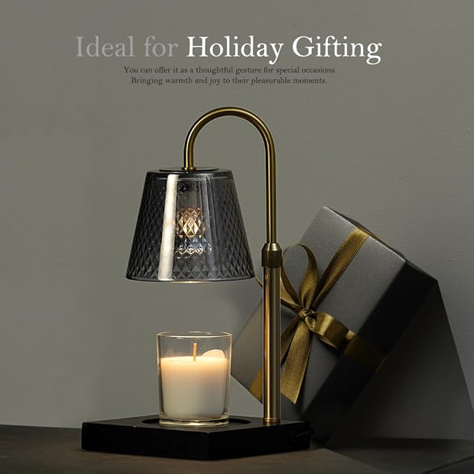 Candle Warmer Lamp: Adjustable Height, Dimmer, and On/Off Timer (8H/4H/2H) - an Elegant and Creative Gift, Fits Various Sizes of Scented Candles(Black)
