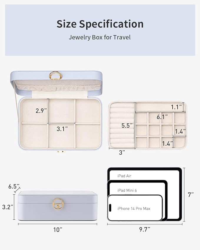 Vlando Jewelry Box Organizer for Girl,Faux Leather Lockable Jewelry Holder Organzier Case Boxes with 2 Layers,Earrings Necklace,Rings Storage,Wedding Warm Gifts Purple