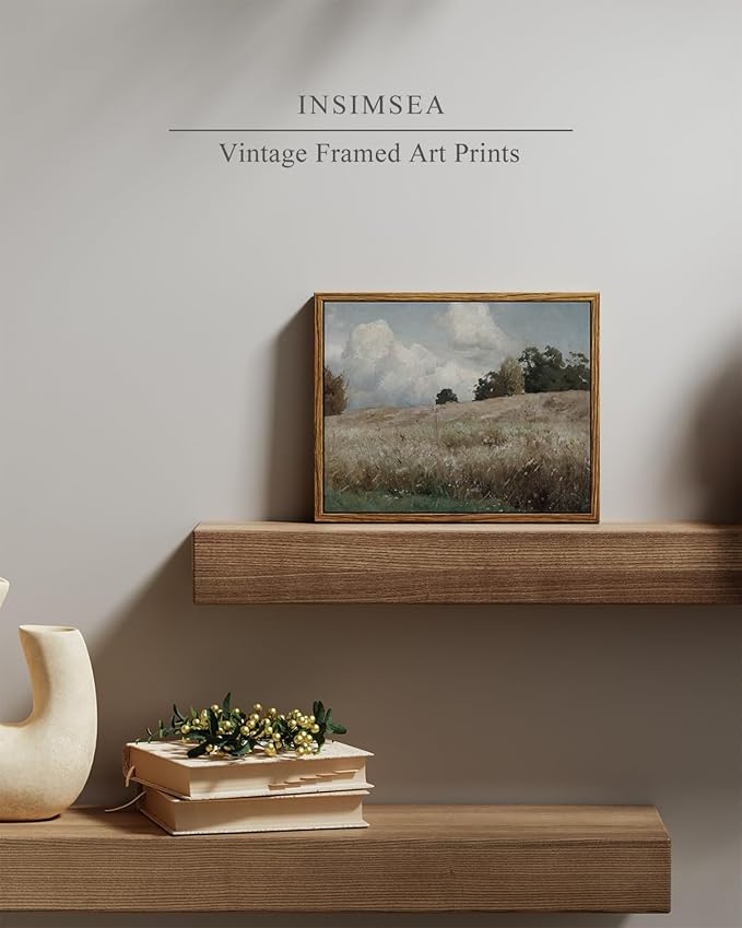 InSimSea Framed Canvas Wall Art Vintage Decor, The Vast Grassland Framed Wall Art Room Eclectic Decor, Canvas Wall Art for Living Room, Bedroom Home Bathroom, 8"x10"