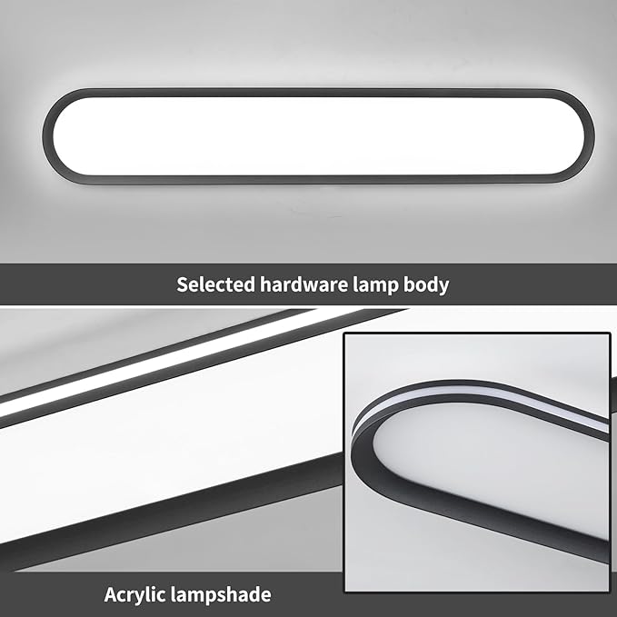 47.1 Inch Metal LED Ceiling Light,Slim, Edge Lit - 65W Full Spectrum Linear Ceiling Lamps,6500K Cool White Modern Ultra Thin Low Profile Light Fixture for Kitchen, Home & Office Hallway