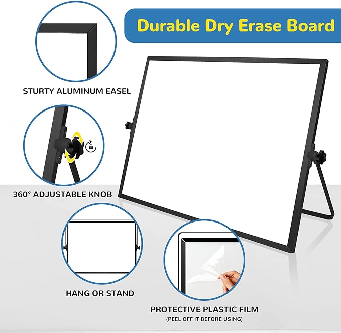 Small Monthly Calendar Dry Erase Whiteboard for Wall, 16in x 12in Magnetic Dry Erase Board, Hanging Double-Sided White Board, Portable Board for Drawing, Kitchen, Planning, Memo, School, Home, Office