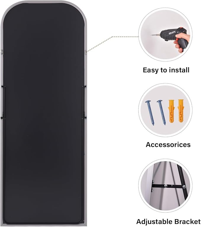 HARRITPURE 28"x71" Full Length Mirror Floor Mirrors Freestanding Hanging or Leaning Large Mirrors Full Body Mirror with Stand for Cloakroom, Bedroom, Living Room,Silver