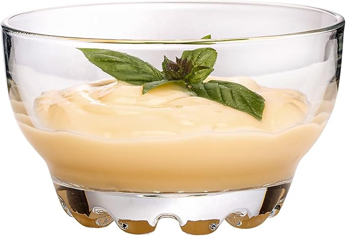 Volarium Glass Bowls Set for Kitchen Prep, Dessert, Snack, Fruit, or Nuts - 9.5 Ounce Capacity Dip Bowls, Set of 6, Premium Quality Clear