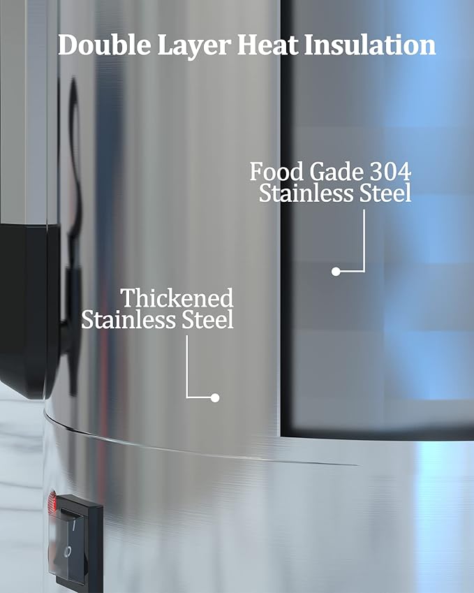 Commercial Coffee Urn 16L 110-Cups, Double Layer Percolate Coffee Maker Dispenser Hot Water Urn Fast Brew, for Water, Tea, Beverage at Catering