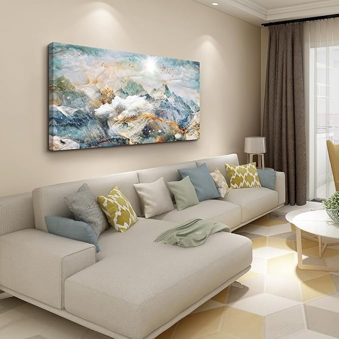 Lapremoly Large Canvas Wall Art For Living Room Wall Decor For Bedroom Office Wall Decoration Mountain Landscape Wall Painting Abstract Pictures Artwork Stretched and Framed Home Wall Art 30"X60"