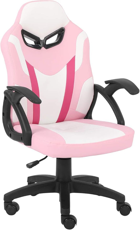 Modern-Depo Gaming Chair for Teenagers Juniors, High Back Ergonomic Swivel Racing Computer Chair, Height Adjustable Student Gaming Chair, Pink