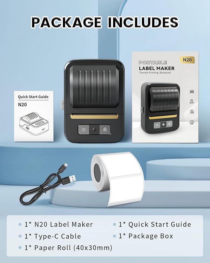 Label Makers, Label Maker Machine with Tape, Bluetooth Label Maker, Portable Thermal 2 Inch Label Printer for Small Business, Barcode, Address, Logo, Clothing, Sticker Printer for Phones & PC