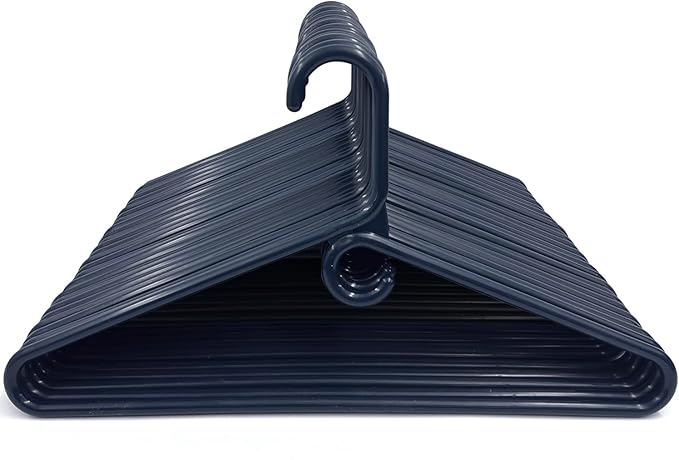 Clothes Hangers 60 Pack Plastic - Heavy Duty Space Saving Coat, Velvet Hangers, Pant Hangers for Closet Organization - Durable Non-Slip Navy Wardrobe Essentials Bulk Storage