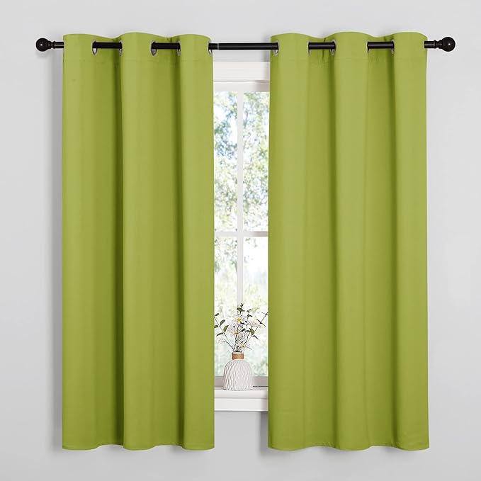 NICETOWN Blackout Curtains 50 inches Length for Laundry Room, Fresh Green, 2 Panels, 42" Wide, Thermal Insulated Decoration Drapes for Short Window