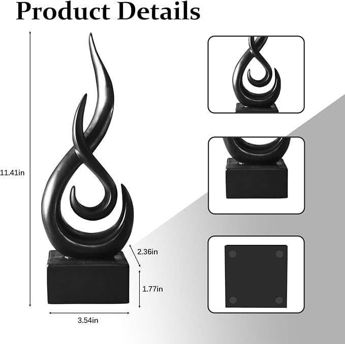 Dosker Black Flame Sculptures Home Decor, Abstract Statues Shelf Decor