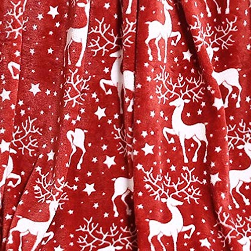 Elegant Comfort Velvet Touch Ultra Plush Christmas Holiday Printed Fleece Throw/Blanket-50 x 60inch, (Reindeer), 50 x 60 inch