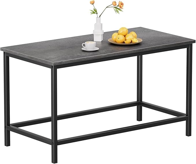 SAYGOER Small Rectangular Coffee Table Simple Modern Open Design Minimalist Center Table for Living Room Small Spaces, Easy Assembly, 31.5 x 15.7 x 17.7, Gray Black