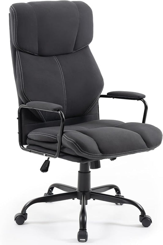 ECOTOUGE Executive Office Chair, Ergonomic Chair with Thick Cushion & Lumbar Support, Computer Chair with Adjustable Height & Armrests, Big and Tall Office Chair, Rolling Swivel Chair,Dark Gray