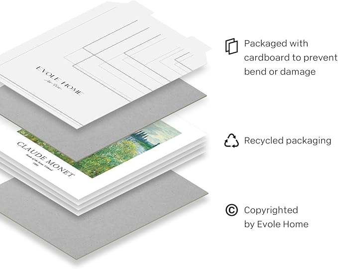 EVOLE HOME Claude Monet Art Prints, Set of 4 Wall Art, Unframed 8x10 Art Prints, Giclée Prints, Impressionism Art Poster for Home Decor, Office Wall Decor, Gift for Men, Women