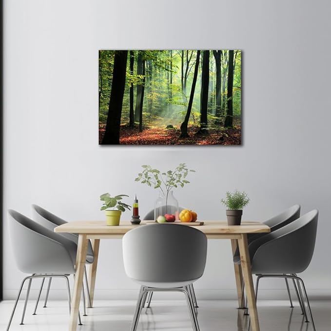 Nature Wall Art Large Forest Art Canvas Wall Decor Green Tree Canvas Print Artwork Decor for Living Room Mountain Wall Art Landscape Pictures for Bedroom Home Office Decorations (32x48inches)