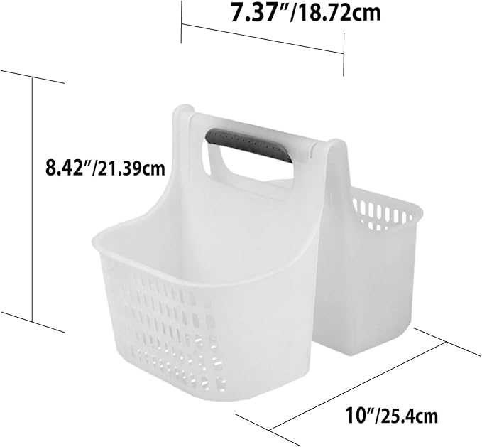 2-Compartment Soft Grip Plastic Shower Caddy Organizer With Handle, Shower Caddy Dorm, Bathroom Caddy For Shower Basket, Small Shower Caddy Portable Shower Caddy/Dorm Shower Caddy Plastic, Bath Caddy