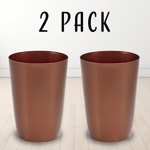 HOLDN’ STORAGE Small Trash Can - Set of 2 Open Top Waste Bin of 1.58 Gallon, Compact Waste Can Perfect for Bathroom, Kitchen, Office, Dorm - Durable Garbage Can - Copper