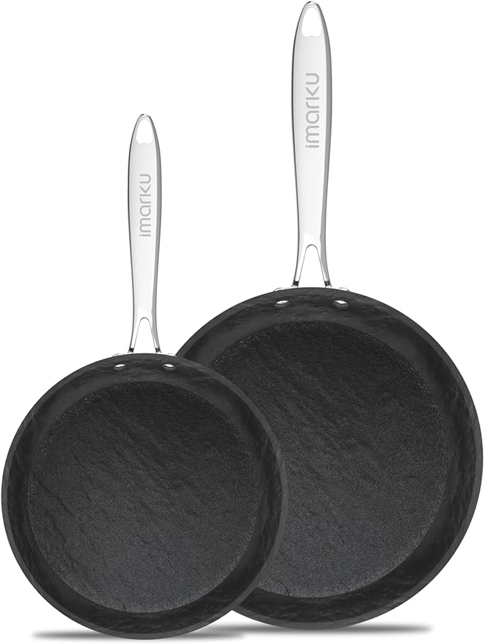 imarku Non Stick Frying Pans - 8 & 10 inch Frying Pan Set Nonstick Skillet, Professional Frying Pans Nonstick with Cool Stainless Steel Handle, Dishwasher Safe, Best Gifts