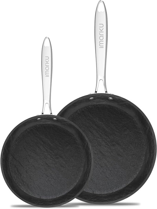 imarku Non Stick Frying Pans - 8 & 10 inch Frying Pan Set Nonstick Skillet, Professional Frying Pans Nonstick with Cool Stainless Steel Handle, Dishwasher Safe, Best Gifts