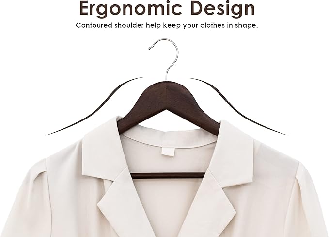StorageWorks Wooden Hangers, Wood Coat Hanger for Coats, Shirts, Jackets, Pants, Suits, Walnut Color, 20 Pack