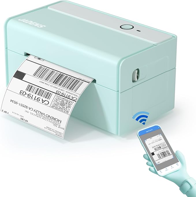 JADENS Bluetooth Thermal Label Printer -Wireless Shipping Label Printer for Small Business & Package, USPS, Etsy, Amazon, Compatible with iPhone, Windows, Android, 4x6, Label Maker, Green