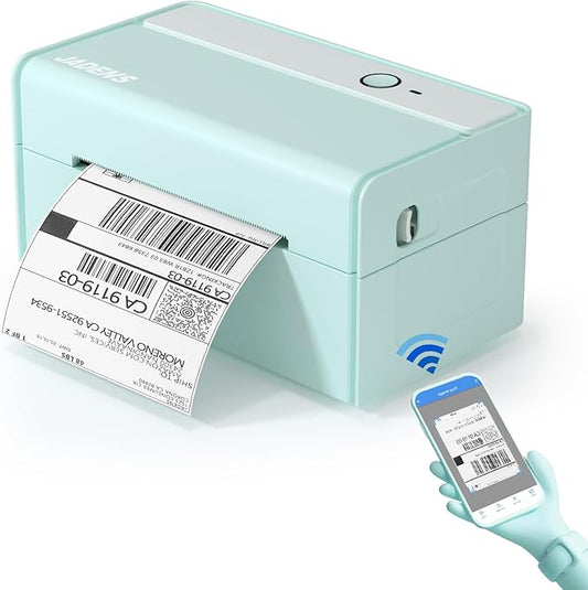 JADENS Bluetooth Thermal Label Printer -Wireless Shipping Label Printer for Small Business & Package, USPS, Etsy, Amazon, Compatible with iPhone, Windows, Android, 4x6, Label Maker, Green