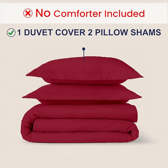 Kotton Culture 120"x98" 3 Pc Oversized King Duvet Cover Set 100% Egyptian Cotton - 600 TC Comforter Cover, Zipper Closure & Corner Ties - Fits Large King Inserts (Oversized King,Red Burgundy)