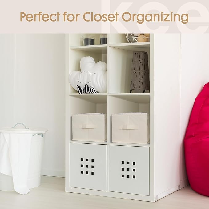 Criusia 6 Pack Large Clothes Organizer, Wardrobe Closet Organizer and Storage with Handles, Foldable Fabric Closet Organizers Dividers for Clothing, Pants, Jeans, Sweater, T-shirts, Beige