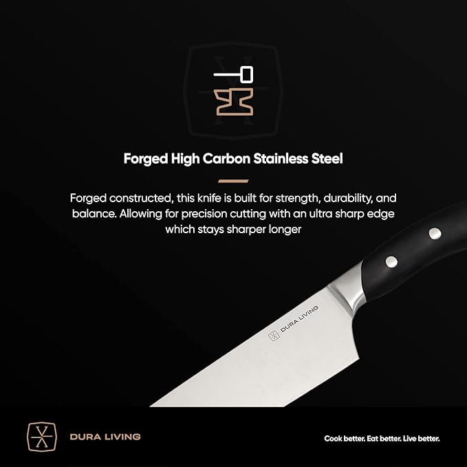 7-Inch Santoku Knife – Ultra-Sharp German High Carbon Stainless Steel, Full Tang, Ergonomic Handle, Multipurpose Kitchen Knife for Chopping, Slicing, and Dicing, Black