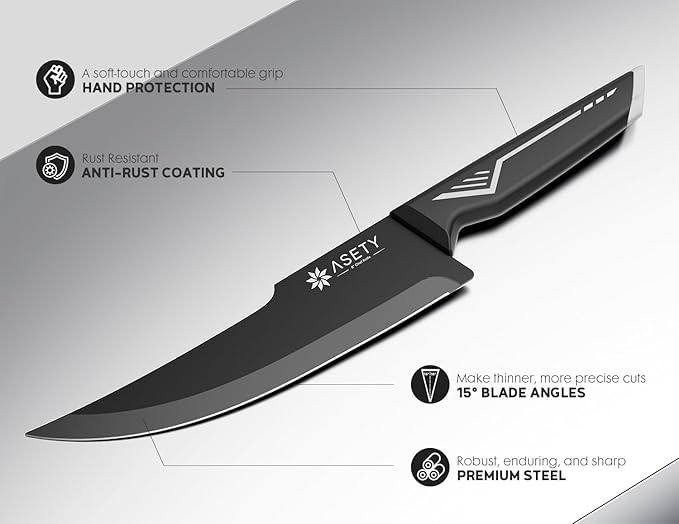 Knife Set - 15 PCS Kitchen Knife Set with Built-in Knife Sharpener Block - Stainless Steel Knife Block Set - Dishwasher Safe, Elegant Box for Men Women, White