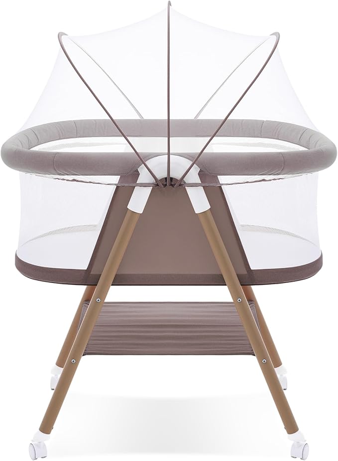 Baby bassinets,3 in1 Baby Crib, Sturdy, Portable & Easy to Assemble,Mosquito net and Portable Bag Included. (Khaki)