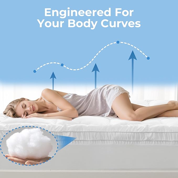 YUGYVOB King Mattress Topper - 800GSM Extra Thick Cooling & Breathable Mattress Pad with Deep Pocket 8"-21" & Soft Down Alternative Filling, White