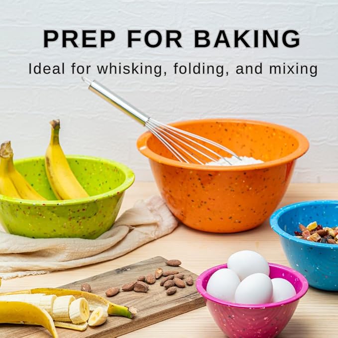 Confetti Nesting Mixing Bowls Set - 4-Piece Colorful Kitchen Bowls (18oz, 1.25QT, 2.5QT, 4QT) - BPA-Free, Dishwasher Safe, Space-Saving Design Vibrant Color