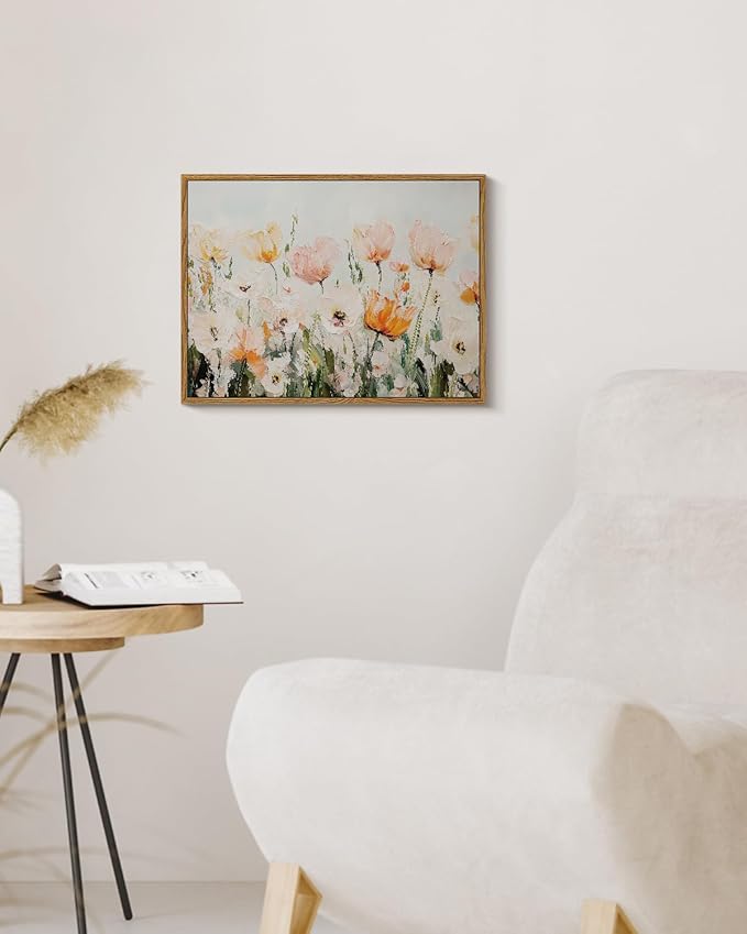 InSimSea Framed Wall Art for Living Room Flower Paingtings Tulips in Full Bloom Pictures Wall Decor Room Aesthetic Floral Art Elegant Canvas Print Home Decor for Bathrrom, Bedroom Décor 12x16In