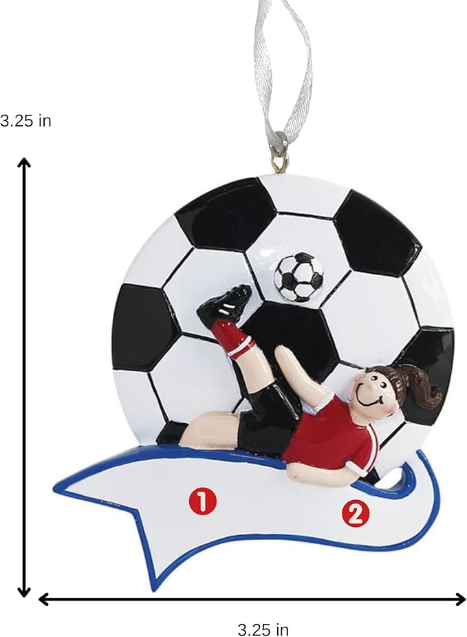 2025 Soccer Christmas Ornament – Personalized Soccer Ball Holiday Keepsake – Custom Soccer Ornament for Kids, Players & Fans – Unique Sports Decoration & Gift for Soccer Lovers (Soccer Kick Girl)