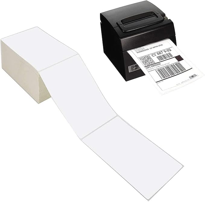 9527 Product Fanfold 4 x 6 Direct Thermal Labels White Perforated Shipping Labels,500 Labels per Stack,1 Stack