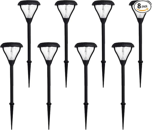 Gama Sonic Premier Outdoor Pathway Garden Landscape Light with 2 Color LEDs, Warm White and Bright White, Black, Heavy Duty Cast Aluminum, 50 Lumens, 8-Pack (239iP890080)