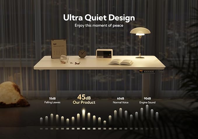 Claiks Electric Height Adjustable Stand Up Desk, 35x20 Inches Sit Stand Desk for Home Office, White Top/White Frame