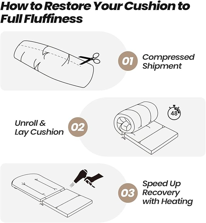 Crestlive Products 50x20 Inch Adirondack Chair Cushions Set of 2 Outdoor Rocking Chair Cushions Water Resistant High Back, Beige