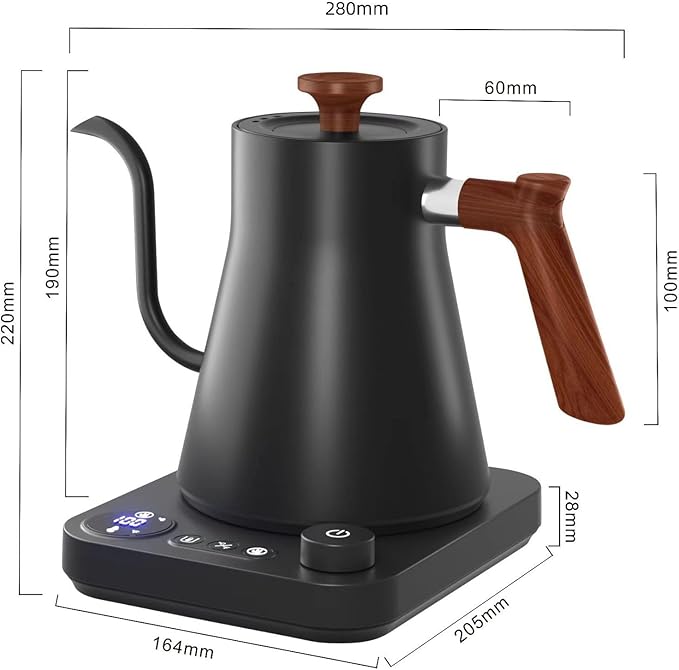 Electric Kettles, Gooseneck Electric Kettle, ±1℉ Temperature Control, Stainless Steel Inner, Quick Heating, for Pour Over Coffee, Brew Tea, Boil Hot Water, 0.9L (Black)