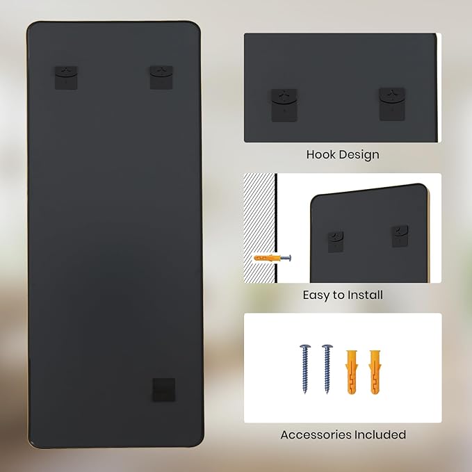 Rectangle Mirror Full Length 30" x 71" Large Floor Mirror Gold Shadow Box Frame Wall-Mounted Hanging Wall for Home Decor Leaning Wall Full Body Dressing Mirror for Closet Bedroom