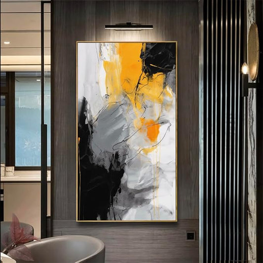 Wall Art Large Modern Abstract Artwork Black Yellow Canvas Painting for Living Room Bedroom Office Home Decor 24"x48" with Framed…
