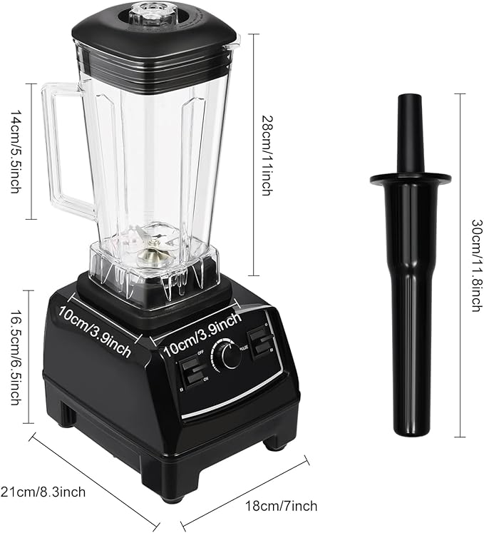 2L 2200W Professional Countertop Blender Heavy Duty Household Grade Blender Mixer with Food Grade ABS Stirring Rod for Milkshakes and Ice Cream (black)