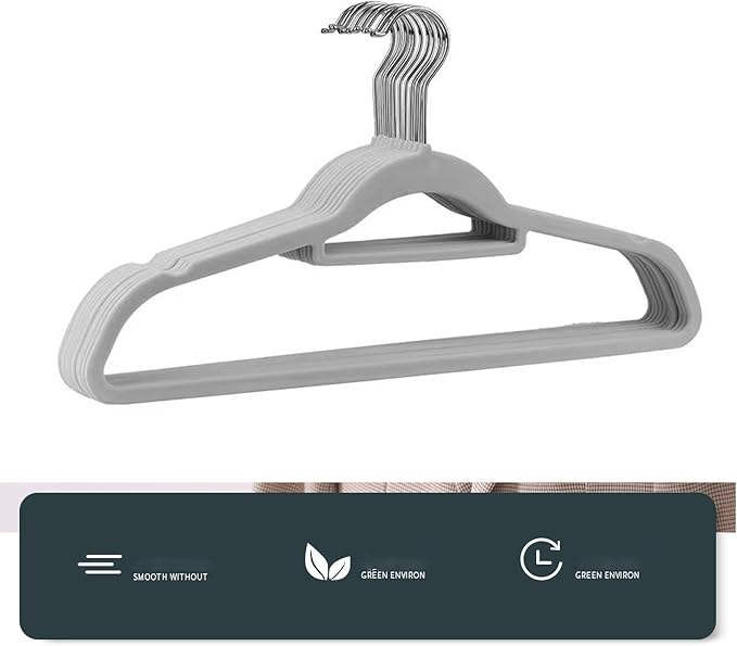 Velvet Hangers, Heavy Duty Gray Hangers for Coats, Pants & Dress Clothes, Non Slip, Space Saving, Pack of 50