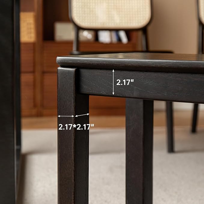 47.2'' 100% Solid Wood Dining Bench, Oak Wood Long Bench for Dining Table, End of Bed, Entryway, Hallway, Sofa Back, Suqare Bench for Dining Room Kitchen Bedroom Living Room, Black