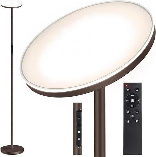 OUTON Floor Lamp, 30W/3000LM LED Modern Torchiere Sky Lamp, Dimmable Bright Standing Tall Lamp with 4 Color Temperatures, 1 Hour Timer, Remote Touch Control for Living Room Bedroom, Office, Bronze