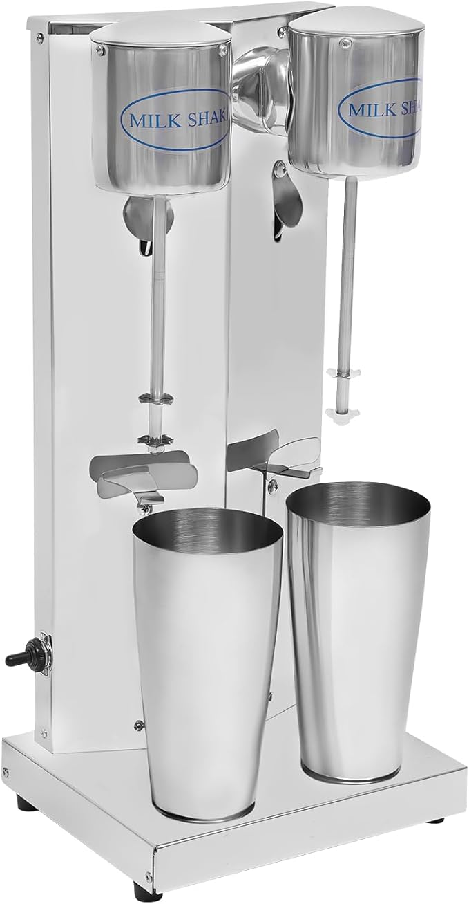 Milkshake Maker, Commercial Milk Shake Machine, Commercial Stainless Steel Milk Shaking Machine With Double Head Drink Mixer, With 2Pcs 65ml Cups