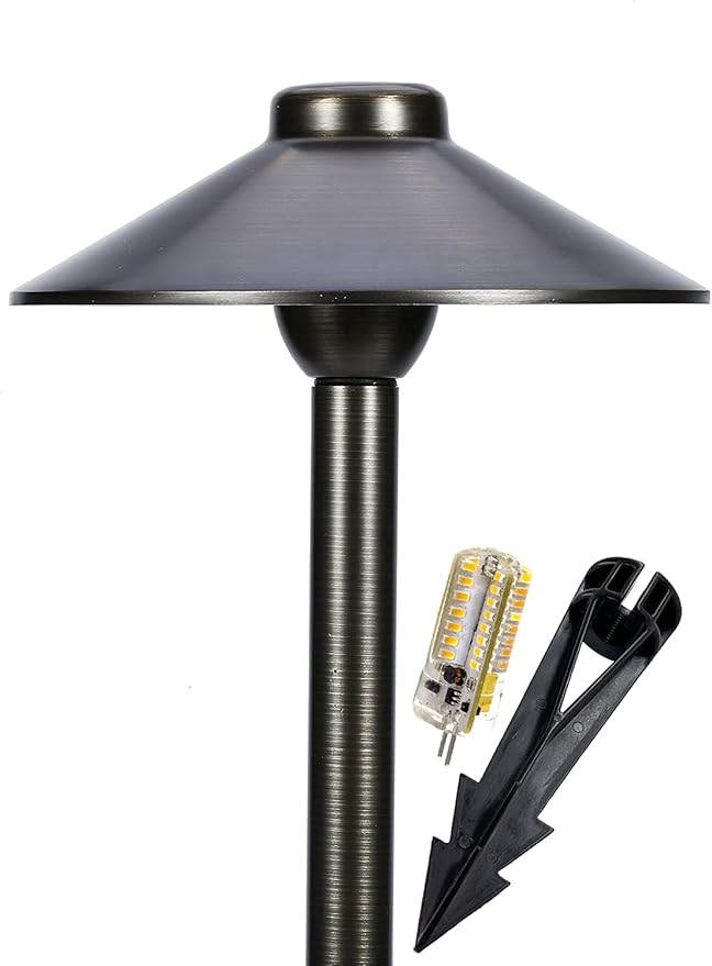 LED Pathway 125 Landscape Light 12V Solid Brass Low Voltage LED Light G4 3.5W 2700K Bulb Outdoor Mushroom Security Garden Patio Deck Pool Area Light Beautiful Bright Long Lasting