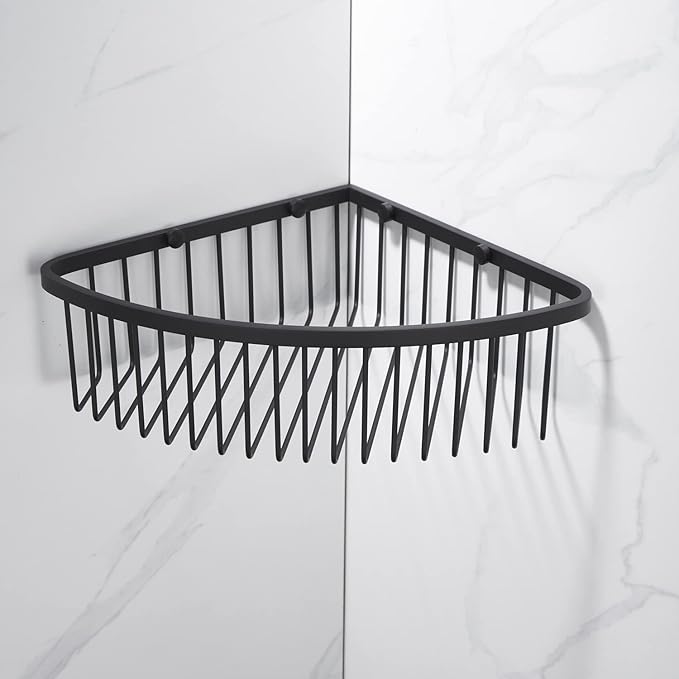 Corner Shower Caddy Organizer, SUS304 Stainless Steel Heavy Duty Rust-Proof Shelf Organizer, Wall Mounted Storage Rack for Bathroom Kitchen, Matte Black
